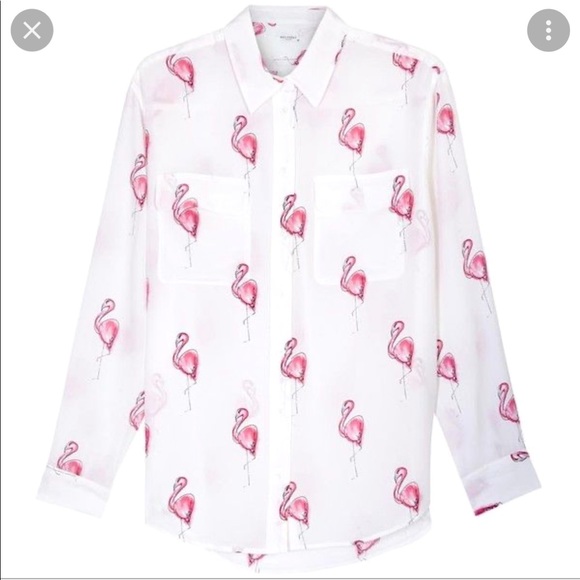 Equipment Signature Flamingo Print Silk Shirt (Size Small) - Picture 1 of 4